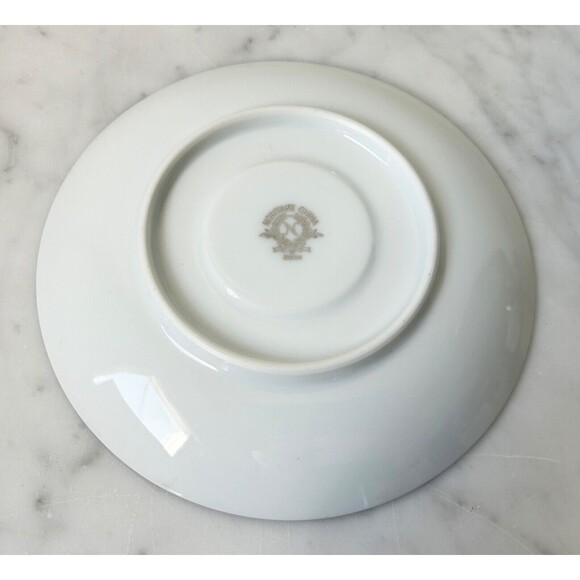 Vintage Noritake Colony China Japan Flat Cup & Saucer Set White Platinum Trim - Picture 9 of 9